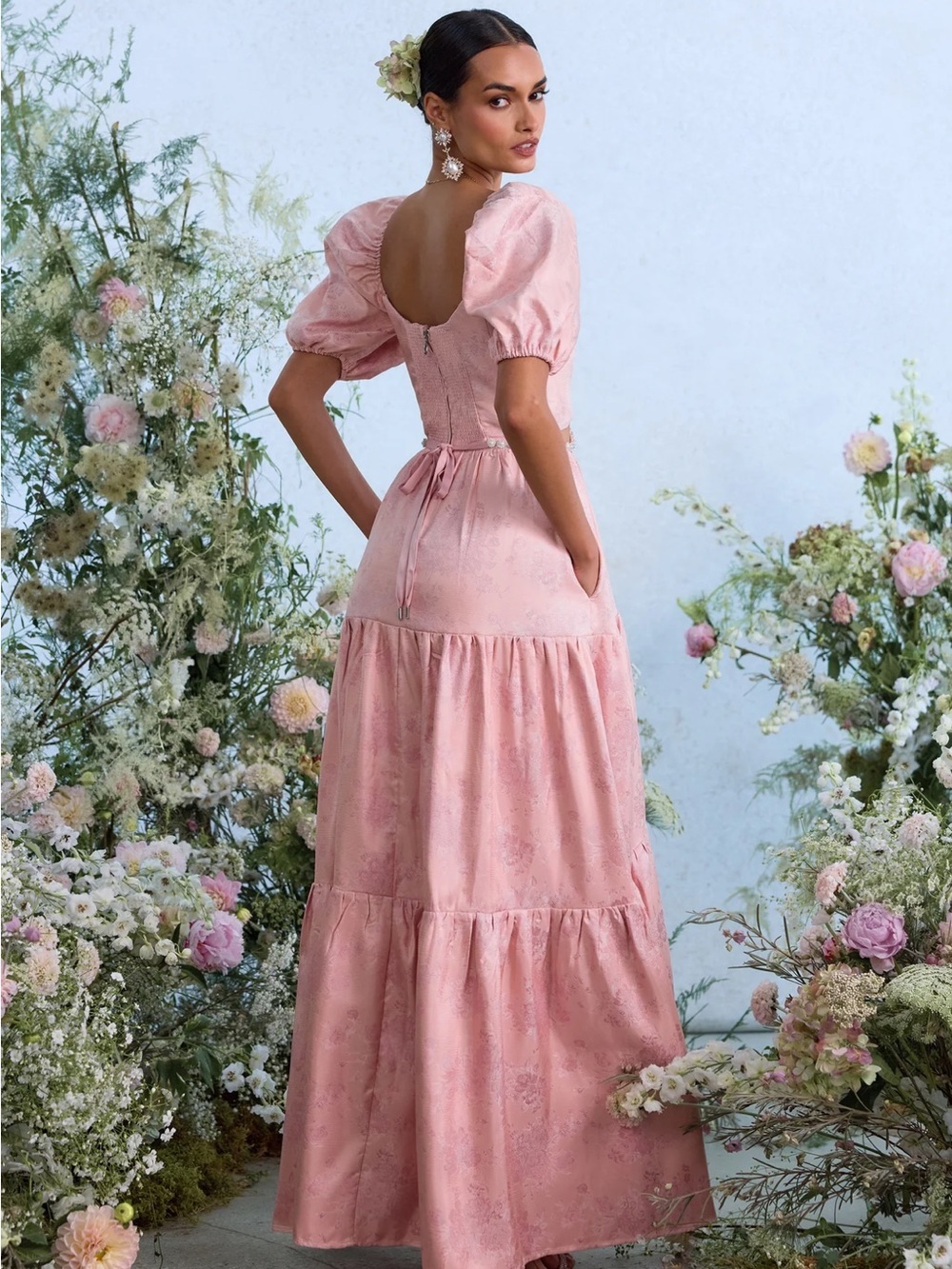 NWT V.Chapman The Emma Dress in Light Pink Windsor Brocade Size 4 - Picture 2 of 16